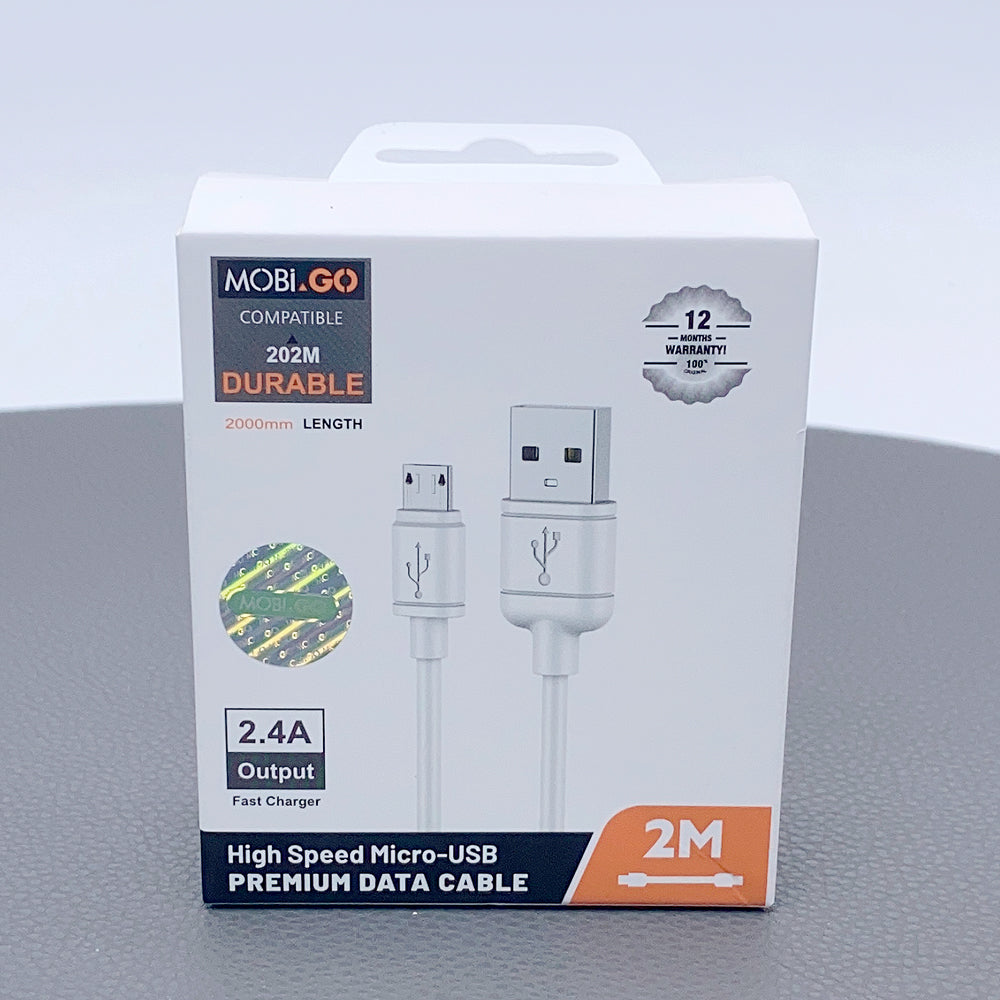 Fast Charging Mobigo 1m 2.4A High Speed USB-A to Micro USB Cable