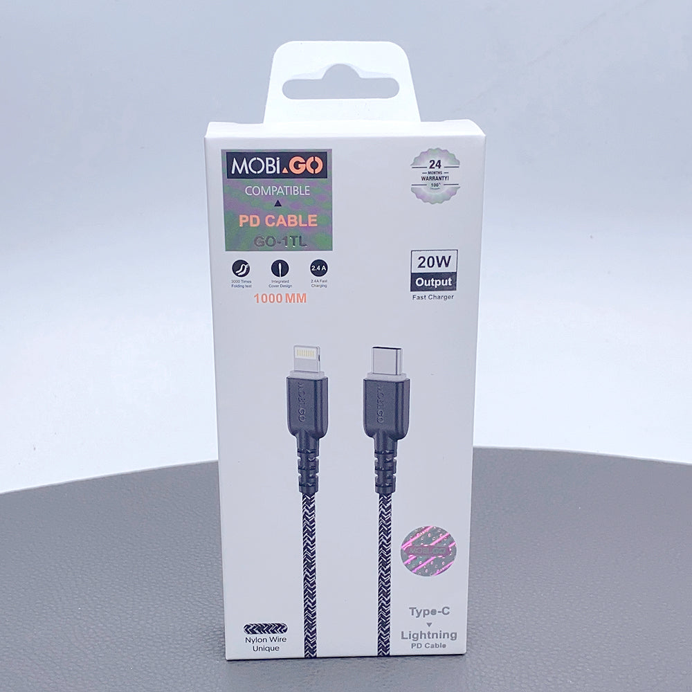 Braided charging cable Mobigo 1m PD 20W Type-C To iPhone Cable