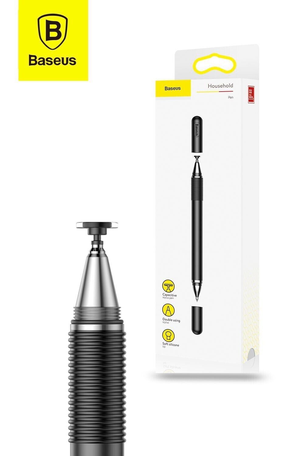 Baesus Double Sided Golden Cudgel Capacitive TouchScreen Stylus Pen with Precision Disc