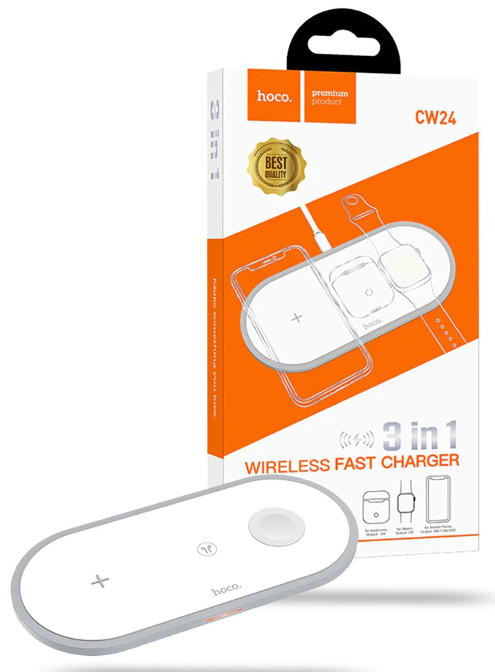 Hoco 15W PD Wireless 3-in-1 Fast Charger Charging Dock For Samsung Apple Google