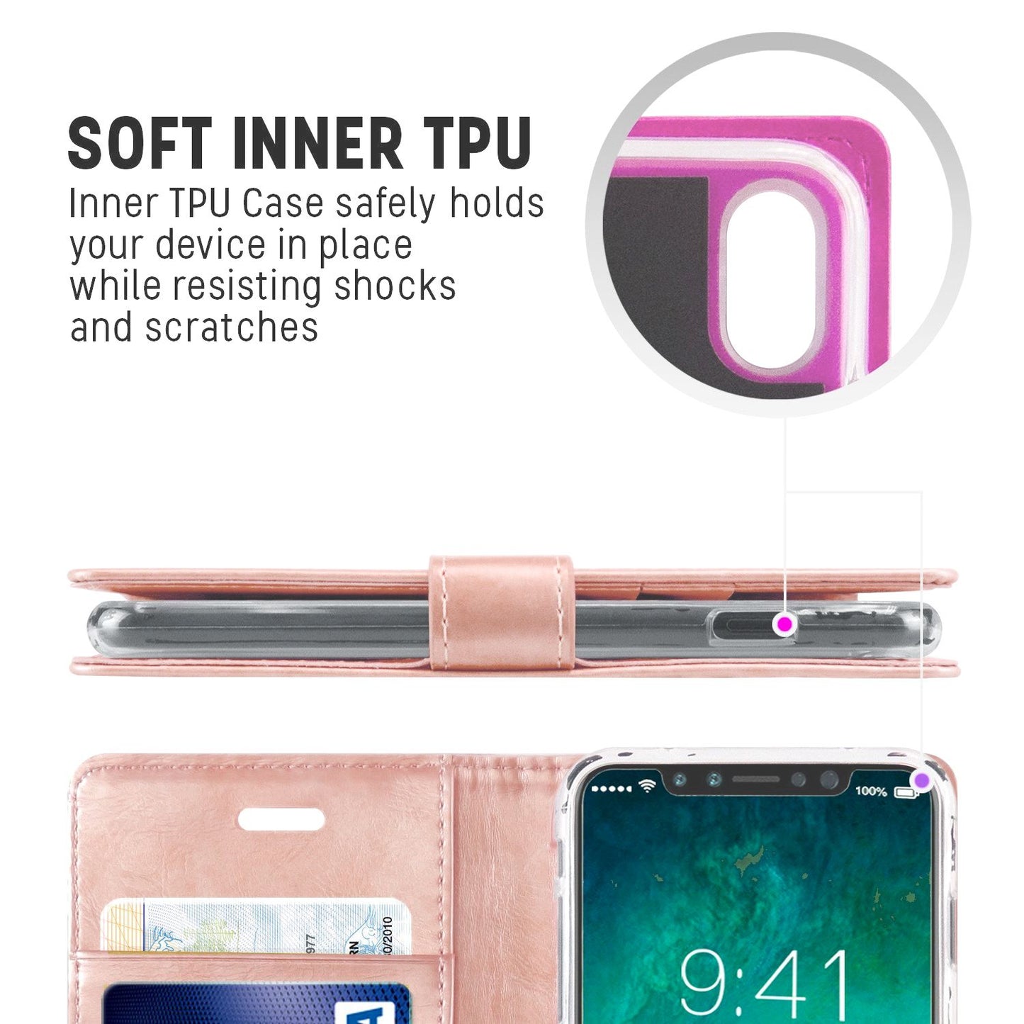 Samsung Galaxy S23 Plus Goospery Mercury Blue Moon Diary - Rose Gold