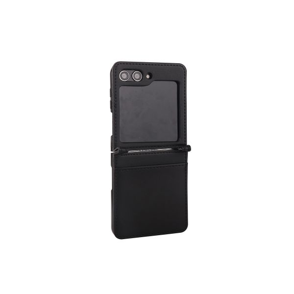 Samsung Galaxy Z Flip 5 BLACKTECH Leather Card Pocket - Black