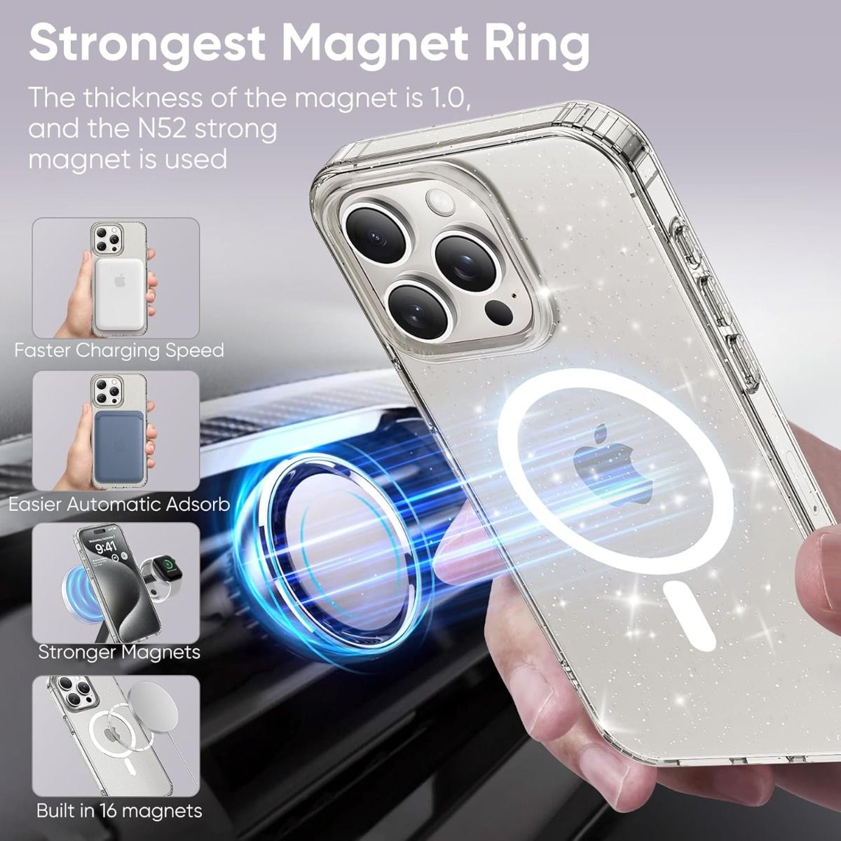 *Priority reserve-Ships early Sep*iPhone 17 Air BLACKTECH Stay Glitter (Magnetic Compatible) - Clear