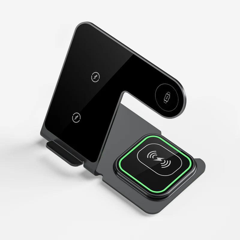 Universal 3 in 1 Wireless Charging Station (Black) 15W Aluminum Alloy