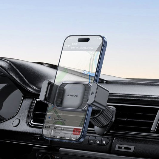 BOROFONE BH106 Ascend pull clip car holder(air outlet) - black metal gray