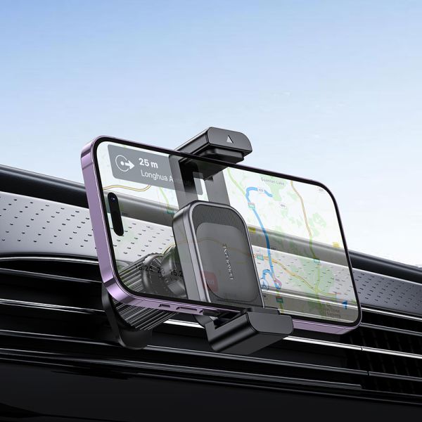 BOROFONE BH106 Ascend pull clip car holder(air outlet) - black metal gray