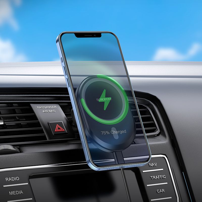 BOROFONE BH201 magnetic wireless fast charging car holder - black
