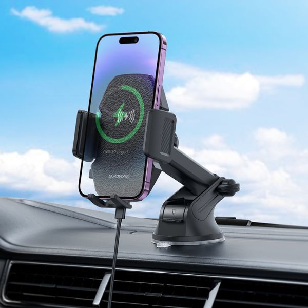 BOROFONE BH214 Adelante wireless fast charging car holder(center console) - black