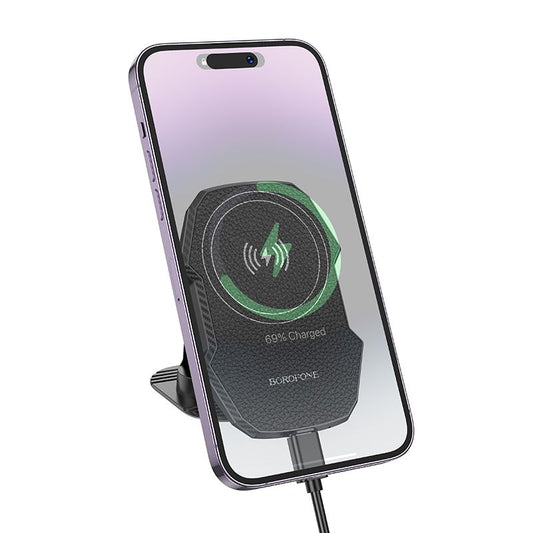 BOROFONE BH216 Adelante Mag wireless fast charging car holder center console (MagSafe Compatible) - black