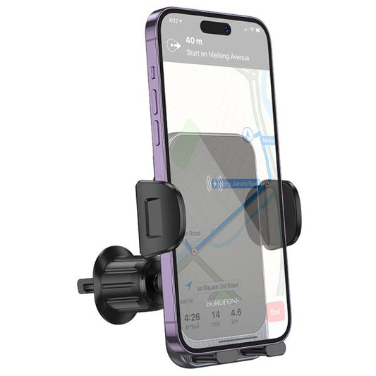 BOROFONE BH220 Leader automatic induction wireless fast charging car holder(air outlet) - black gray