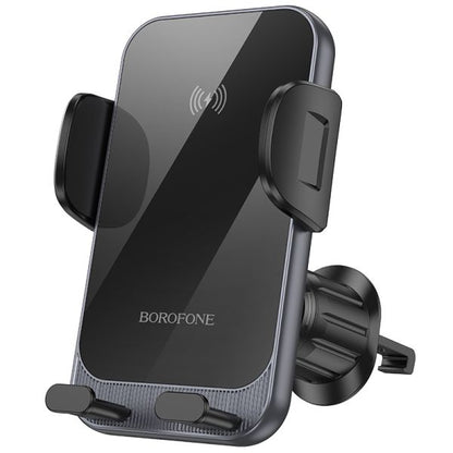 BOROFONE BH220 Leader automatic induction wireless fast charging car holder(air outlet) - black gray
