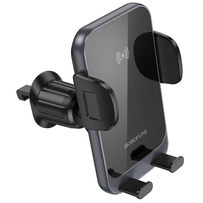 BOROFONE BH220 Leader automatic induction wireless fast charging car holder(air outlet) - black gray