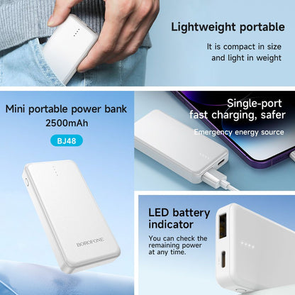 BOROFONE BJ48 mini portable power bank(2500mAh) - white