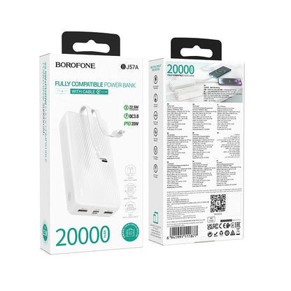 BOROFONE BJ57A Graceful 22.5W+PD20W fully compatible power bank with cable(20000mAh) - white
