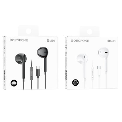 BOROFONE BM80 Magnificent Type-C wire-controlled digital earphones with microphone - white
