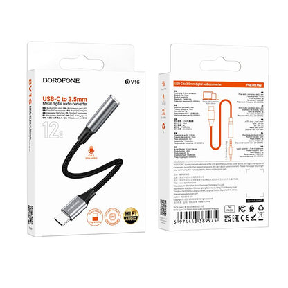 BOROFONE BV16 Type-C to 3.5mm digital audio converter - metal gray