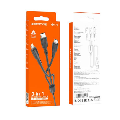 BOROFONE BX71 3-in-1 charging cable(iP+Micro+Type-C) - black
