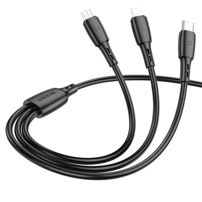 BOROFONE BX71 3-in-1 charging cable(iP+Micro+Type-C) - black