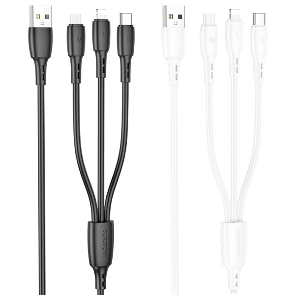 BOROFONE BX71 3-in-1 charging cable(iP+Micro+Type-C) - black