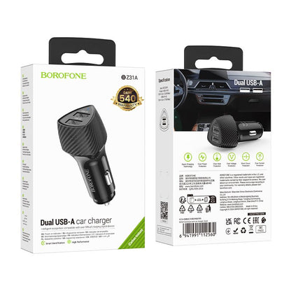 BOROFONE BZ31A Solid dual-port car charger - black