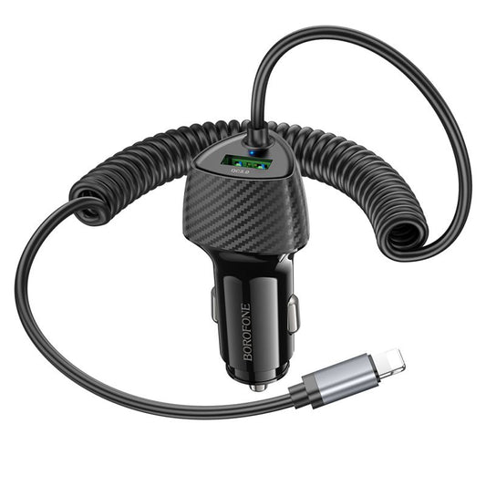 BOROFONE BZ31E Solid PD30W+QC3.0 car charger with cable(iP) - black