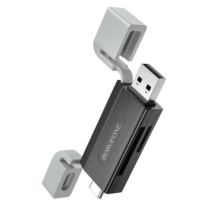 BOROFONE DH9 Wisdom 2-in-1 USB 2.0 card reader - black gray