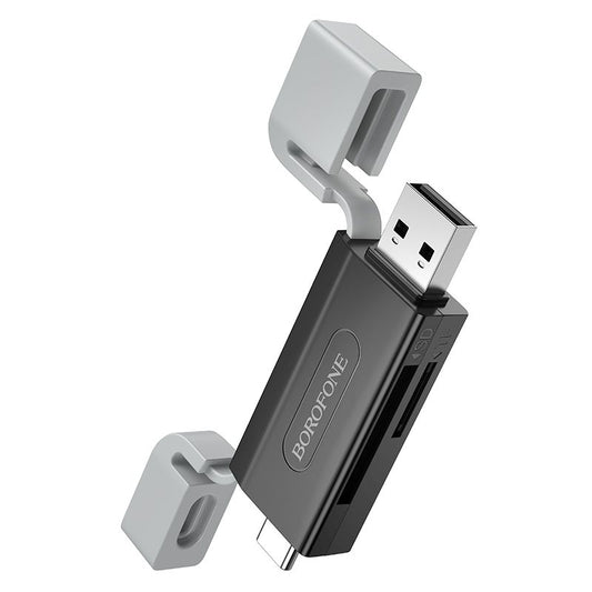 BOROFONE DH9 Wisdom 2-in-1 USB 2.0 card reader - black gray