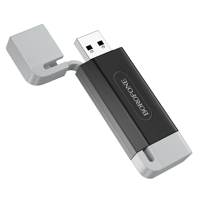 BOROFONE DH9 Wisdom 2-in-1 USB 2.0 card reader - black gray