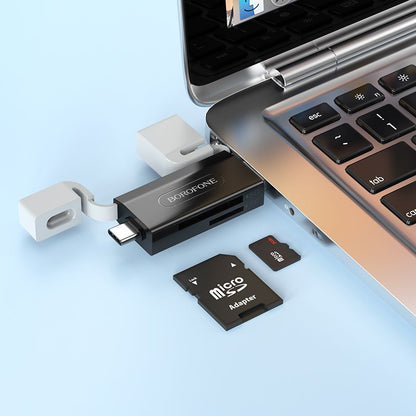 BOROFONE DH9 Wisdom 2-in-1 USB 2.0 card reader - black gray