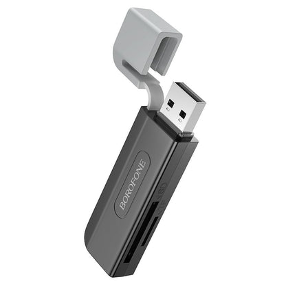 BOROFONE DH9 Wisdom 2-in-1 USB / Type-C 2.0 card reader - black gray