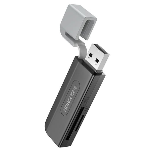 BOROFONE DH9 Wisdom 2-in-1 USB / Type-C 2.0 card reader - black gray