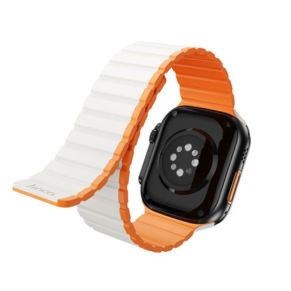 Apple Watch 38 / 40 / 41 / 42mm hoco. AS102 Liquid silicone magnetic watchband - starlight with orange