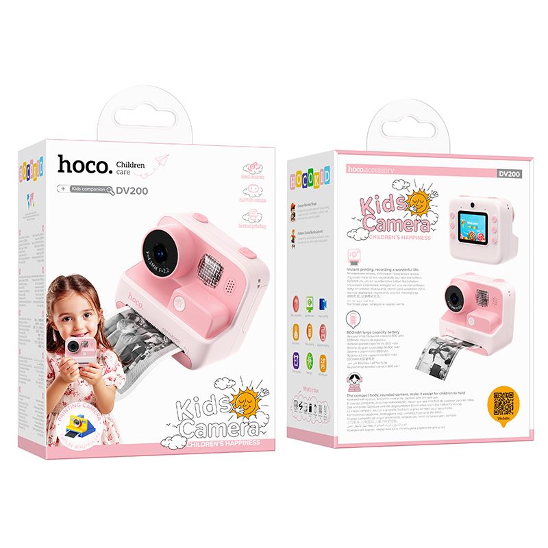 hoco. DV200 Dual lens children printing camera - pink