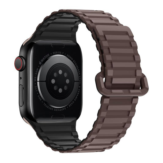 Apple Watch 44 / 45 / 46 / 49mm hoco. iWatch WA06 Flexible series military pattern magnetic silicone strap - coffee black
