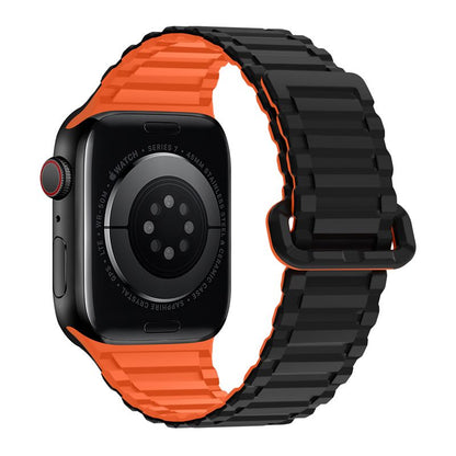 Apple Watch 44 / 45 / 46 / 49mm hoco. iWatch WA06 Flexible series military pattern magnetic silicone strap - black orange