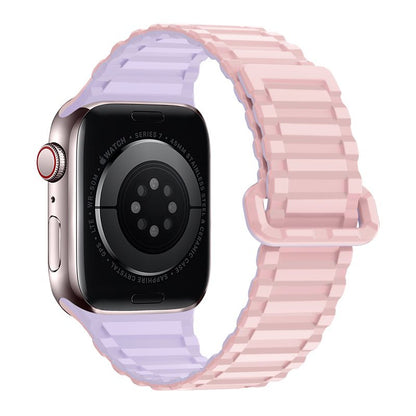 Apple Watch 38 / 40 / 41 / 42mm hoco. iWatch WA06 Flexible series military pattern magnetic silicone strap - pink purple