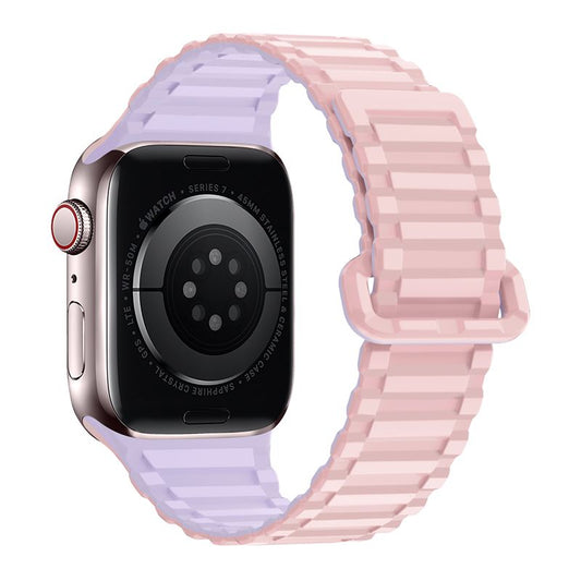 Apple Watch 38 / 40 / 41 / 42mm hoco. iWatch WA06 Flexible series military pattern magnetic silicone strap - pink purple