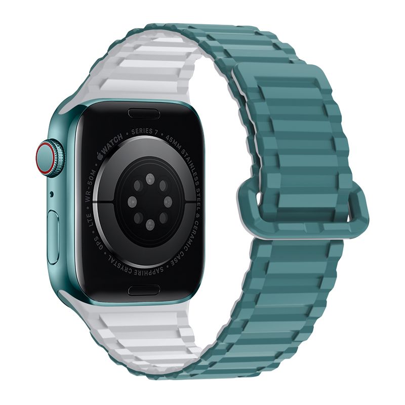 Apple Watch 38 / 40 / 41 / 42mm hoco. iWatch WA06 Flexible series military pattern magnetic silicone strap - green shirt gray