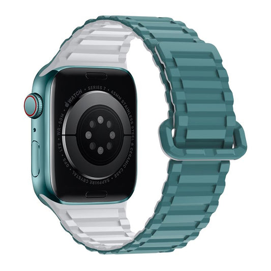 Apple Watch 38 / 40 / 41 / 42mm hoco. iWatch WA06 Flexible series military pattern magnetic silicone strap - green shirt gray