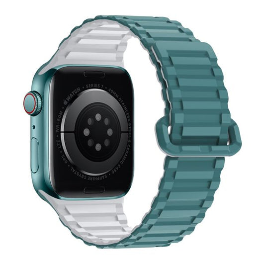 Apple Watch 44 / 45 / 46 / 49mm hoco. iWatch WA06 Flexible series military pattern magnetic silicone strap - green shirt gray
