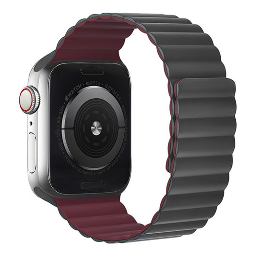 Apple Watch 38 / 40 / 41 / 42mm hoco. iWatch WA07 Flexible series magnetic silicone chain strap - gray red wine