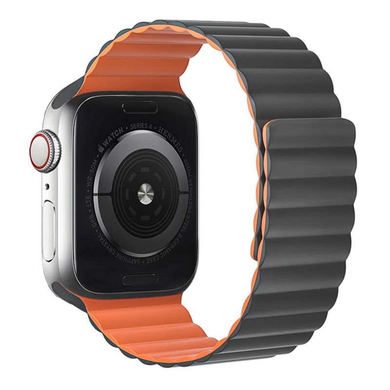 Apple Watch 38 / 40 / 41 / 42mm hoco. iWatch WA07 Flexible series magnetic silicone chain strap - gray orange