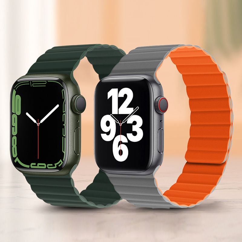 Apple Watch 38 / 40 / 41 / 42mm hoco. iWatch WA07 Flexible series magnetic silicone chain strap - gray orange
