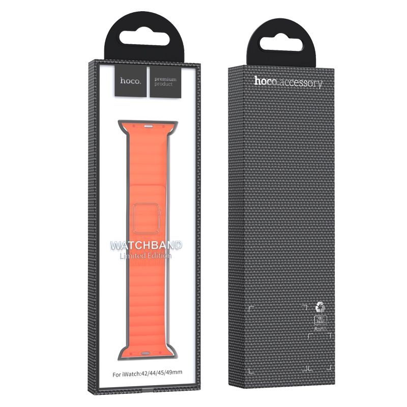 Apple Watch 38 / 40 / 41 / 42mm hoco. iWatch WA07 Flexible series magnetic silicone chain strap - gray orange