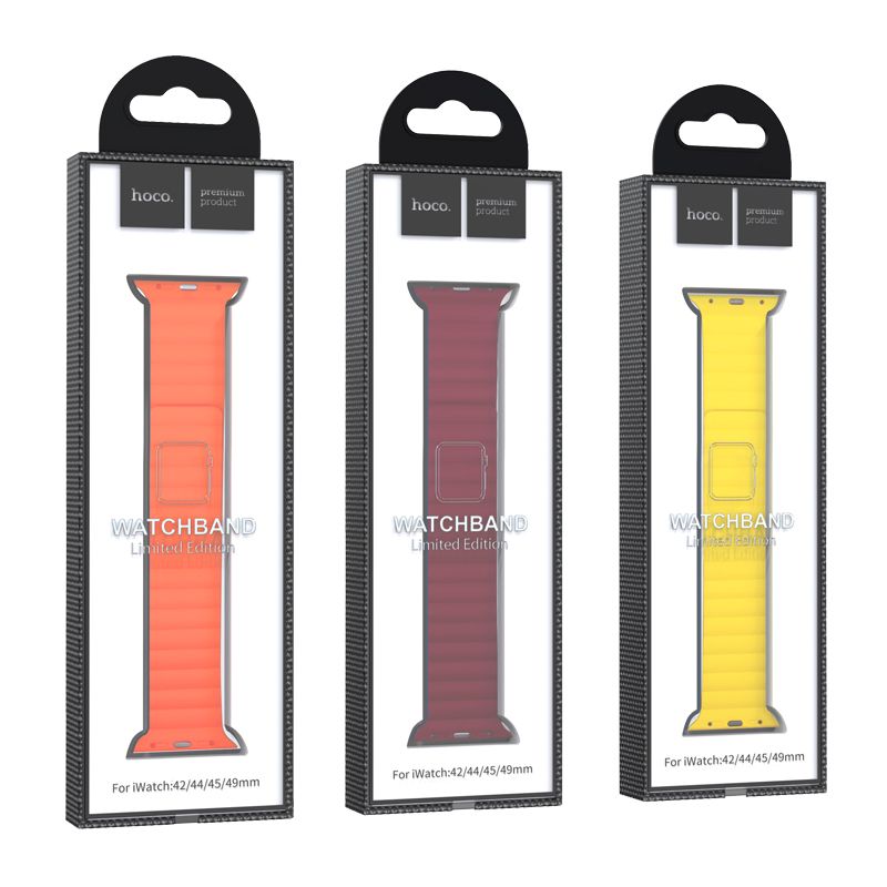 Apple Watch 38 / 40 / 41 / 42mm hoco. iWatch WA07 Flexible series magnetic silicone chain strap - gray orange