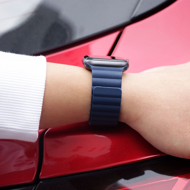 Apple Watch 38 / 40 / 41 / 42mm hoco. iWatch WA07 Flexible series magnetic silicone chain strap - midnight blue