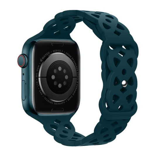 Apple Watch 38 / 40 / 41 / 42mm hoco. iWatch WA09 Flexible series rhombus hollow silicone strap - dark green