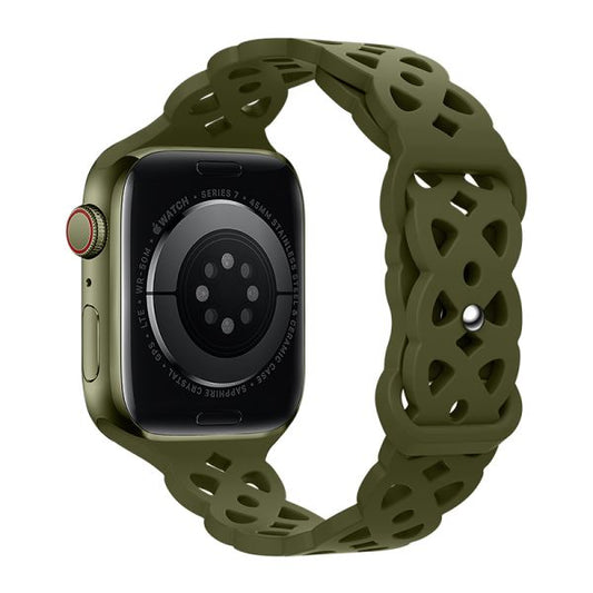 Apple Watch 38 / 40 / 41 / 42mm hoco. iWatch WA09 Flexible series rhombus hollow silicone strap - olive green