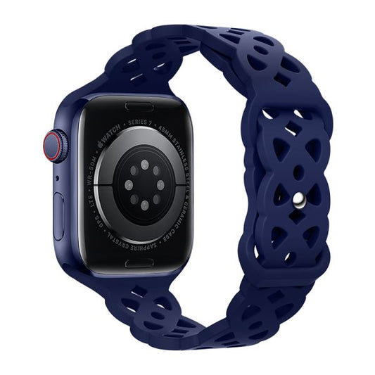 Apple Watch 38 / 40 / 41 / 42mm hoco. iWatch WA09 Flexible series rhombus hollow silicone strap - dark blue