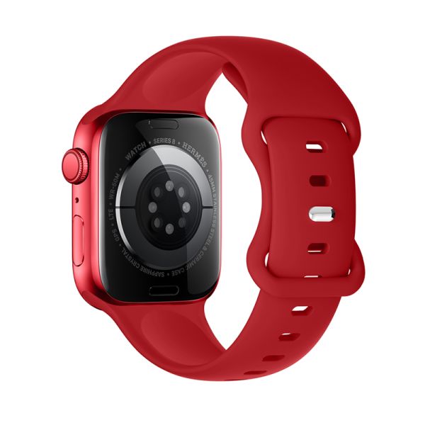 Apple Watch 44 / 45 / 46 / 49mm hoco. iWatch WA15 Flexible series 8-character buckle solid color silicone strap - big red